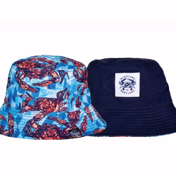 Maryland Red Crab Reversible Bucket Sun Hat - NEW Fast Ship - Picture 2 of 4